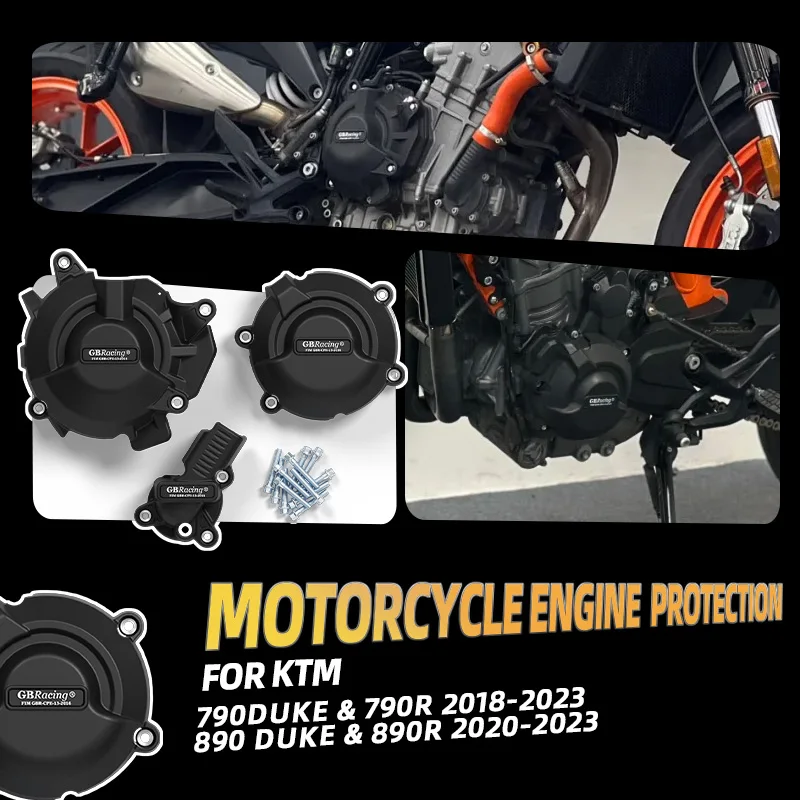 

Аксессуары для мотоциклов GBRacing: чехол для двигателя для 790 DUKE/790R 2018-2023, 890 DUKE/890R 2020-2023, комплект дополнительных защитных накладок на двигатель.