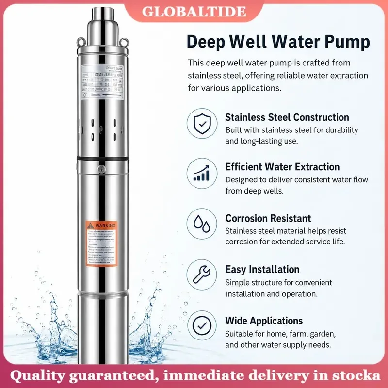 Solar Submersible Well Pump DC Water Pump with MPPT Controller Floating Ball Kit for Garden Well Agricultural