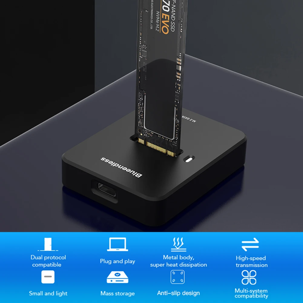 M.2 NVME External SSD Hard Disk Enclosure 10G Online Reading Writing Speed SSD Case Tool Free for M.2 NVME SD Docking Station