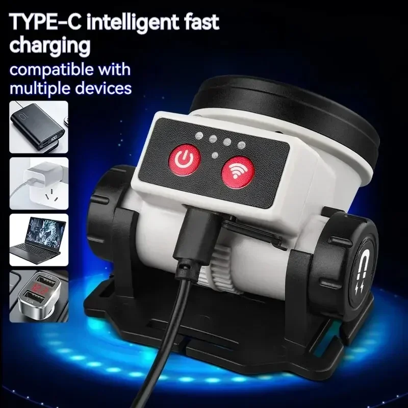 Lampe Frontale LED de Sauna à Induction Injuste, Rechargeable par USB, Torche Légère pour Camping en Plein Air, Pêche, Étanche