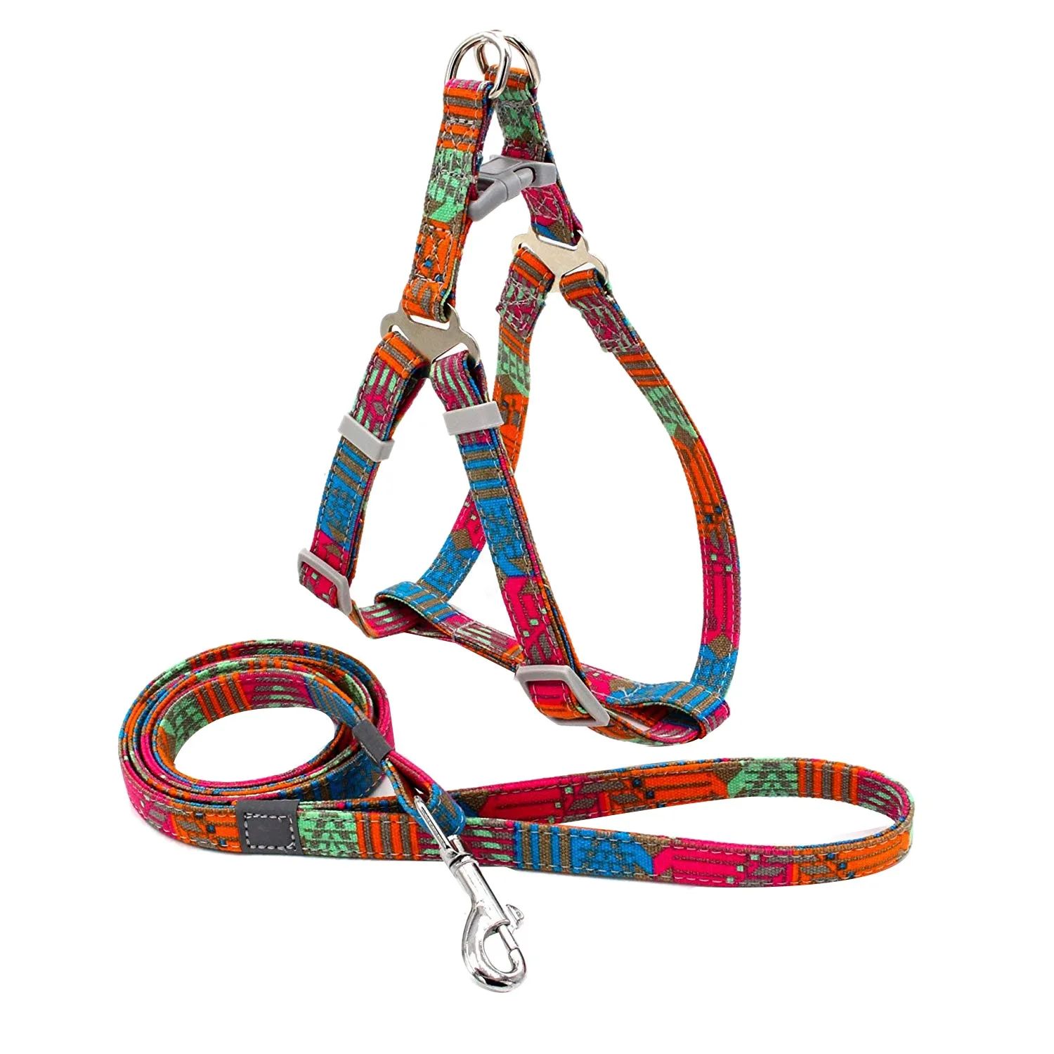 Classic Dog Harness and Lead for Small Medium Large Dogs Cats Chest Harnes Adjustable Soft Colorful Print Vest Harness(Stripe S)