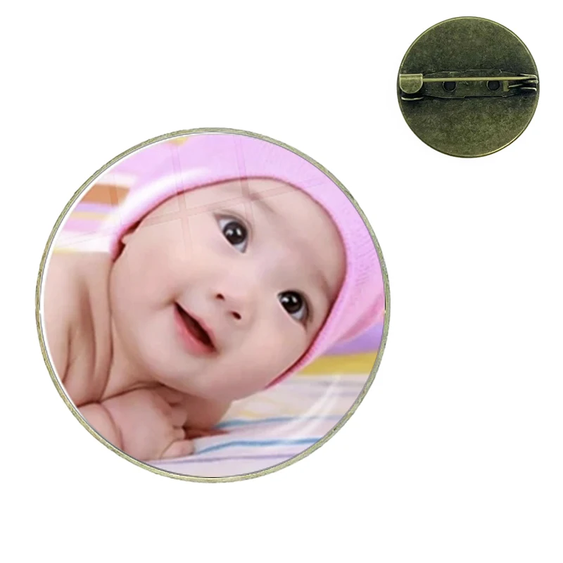 Personalized Photo Custom Pictures Brooches Men Women Glass Cabochon Backpack Lapel Button Badges Brooch Gift