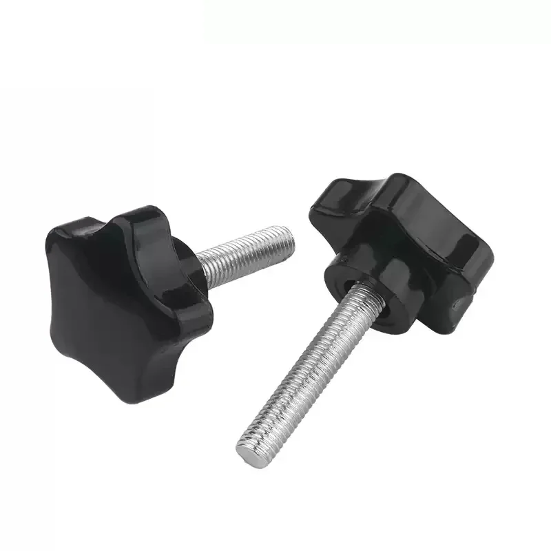 Carbon Steel Pentagonal Plum Handle Screw M6 M8 M10 Star Plum Bakelite Hand Tighten Thumb Bolt Adjustable Tightness Screw