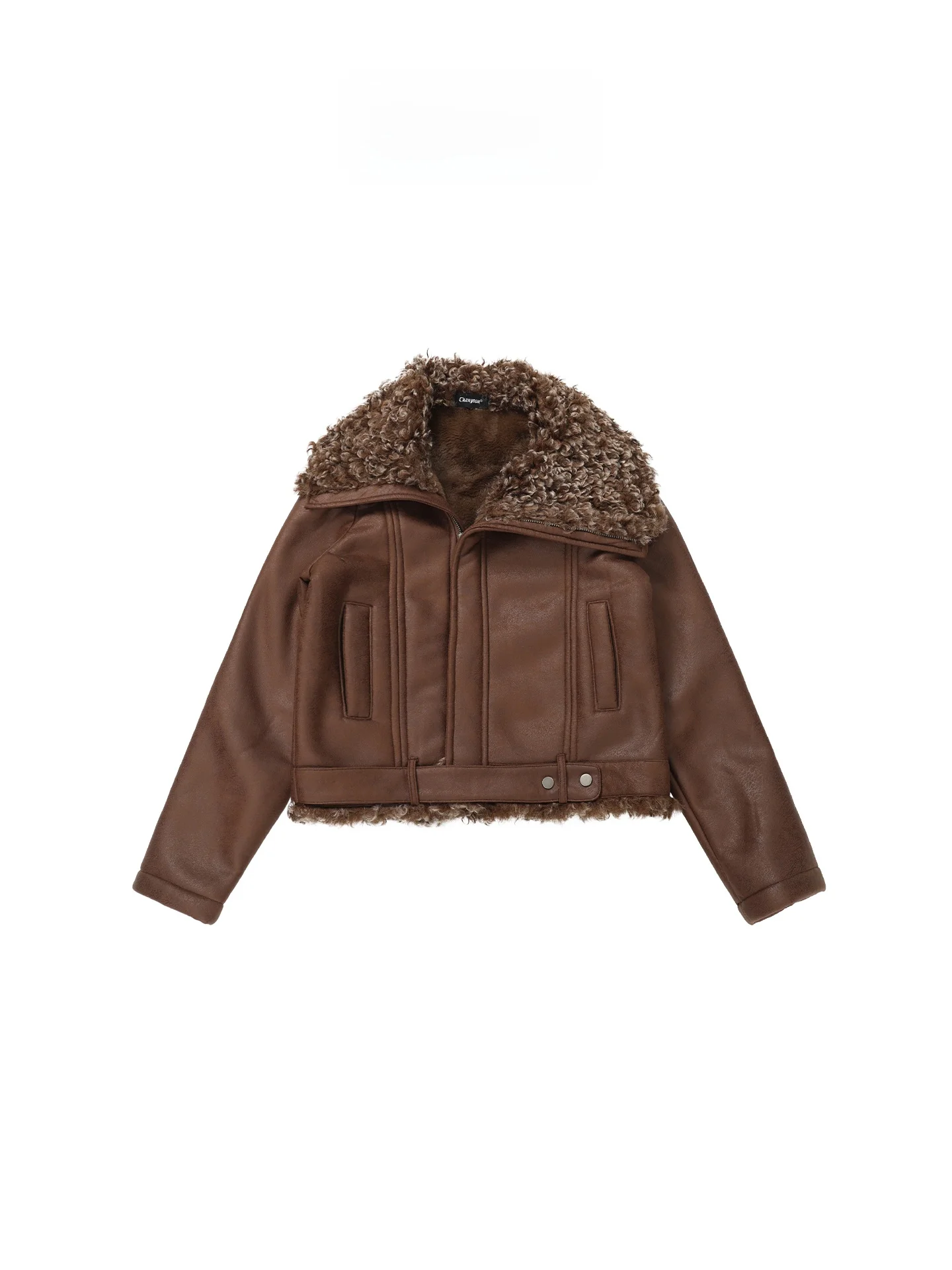 

Теплая женская мотоциклетная куртка с флисовой подкладкой, винтажная, в американском стиле, с воротником-стойкой, укороченная, на молнии