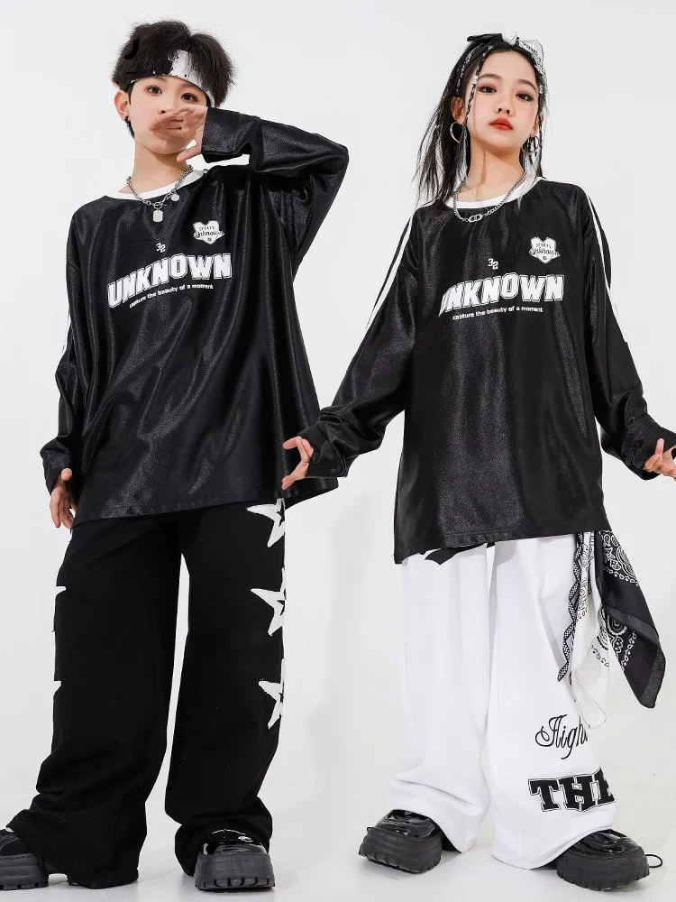 Trajes de baile callejero para niñas, trajes de actuación, disfraces de moda de hip-hop, reflectantes de hip-hop para niños