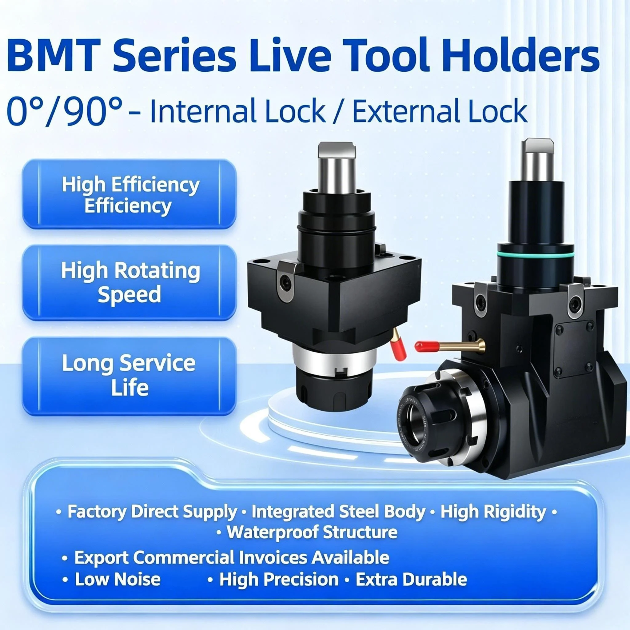 BMT Live Tool Holder 0° 90° Internal External Lock BMT40 BMT45 BMT55 CNC Lathe Turret Driven Tool Block High Speed High Precisio