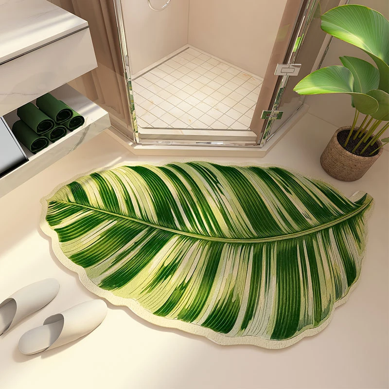 

Leaf Pattern Bath Mat Super Absorbent Bathroom Door Mat Quick drying Floor Mat Area Rugs for Living Room Bedroom Carpet