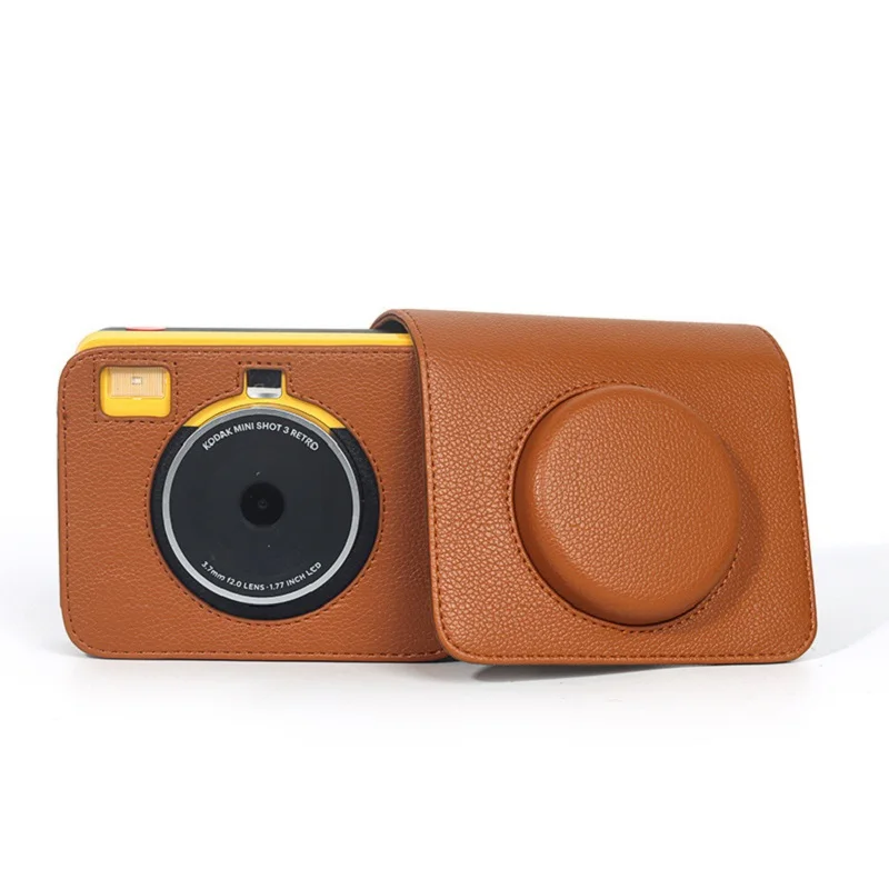 Retro PU Leather Camera Bag For Kodak C300R Protection Case with Vintage Removable Shoulder Strap for Mini Shot 3 leather case