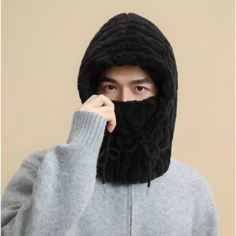 Topi Lei Feng Bersepeda Musim Dingin untuk Pria, Pelindung Kepala untuk Ski dengan Masker Anti-Dingin Tahan Angin