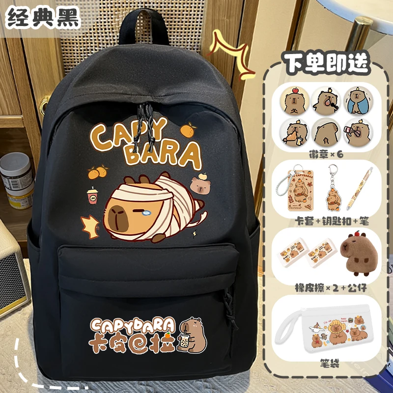 O novo 2024 capibara elegante impresso mochila escolar de alta capacidade para adolescentes mochila de computador mochila escolar dos desenhos animados