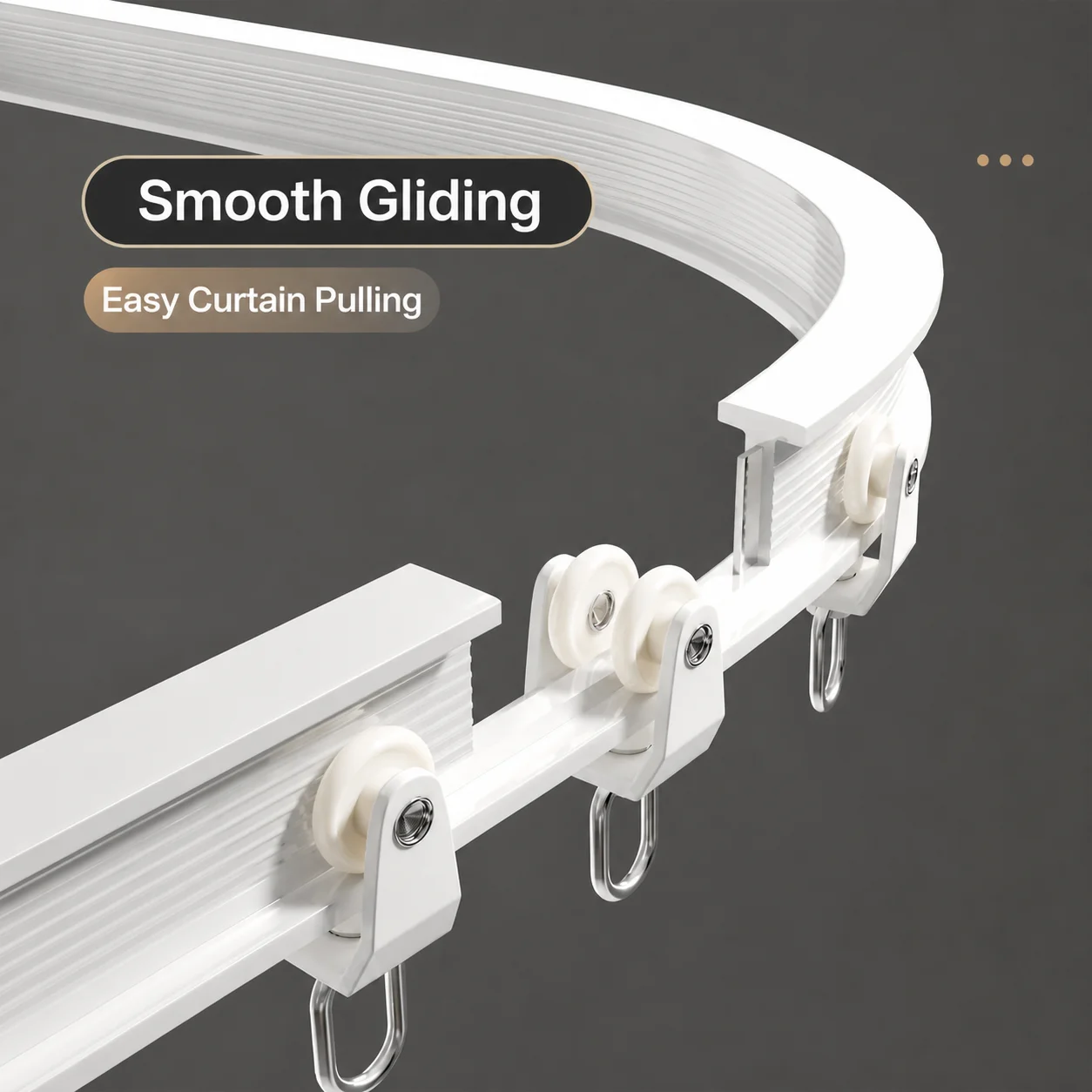 No Drill Flexible Curtain Track with U Bolt Clamp for Balcony Security Bars Smooth Gliding Bendable Curtain Rail