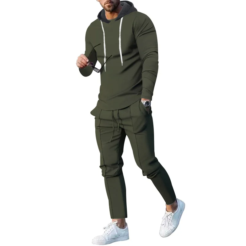 Casual Sports Suit Men's Spring And Autumn Loose Hooded Sweater Slim Two-piece Set view 4