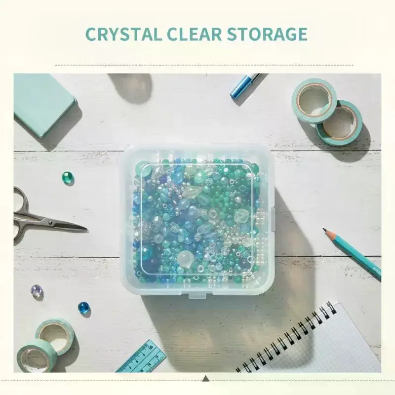 1Pc With Lid Storage Box Rectangular Shape Multi-Purpose Storage Case Plastic Clear Small Thing Container