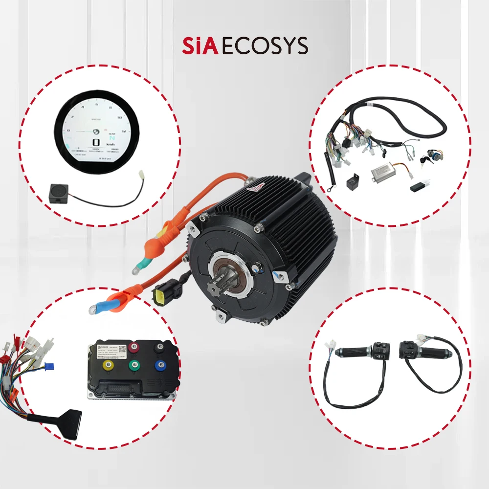 SiAECOSYS D133A-65 5000W 72V Mid Drive Motor Kit with Encoder High Torque for E-Motorcycle Conversion