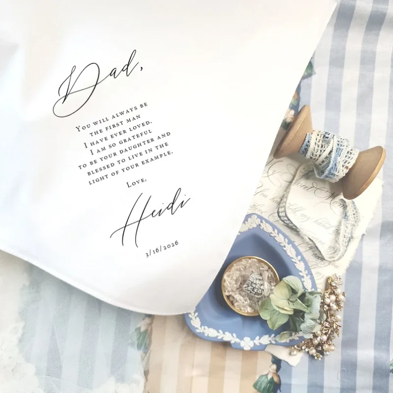 Personalized Name Date Wedding Handkerchief Gift Mother of The Bride Father of The Bride Wedding Gift Custom Gift From Daughter