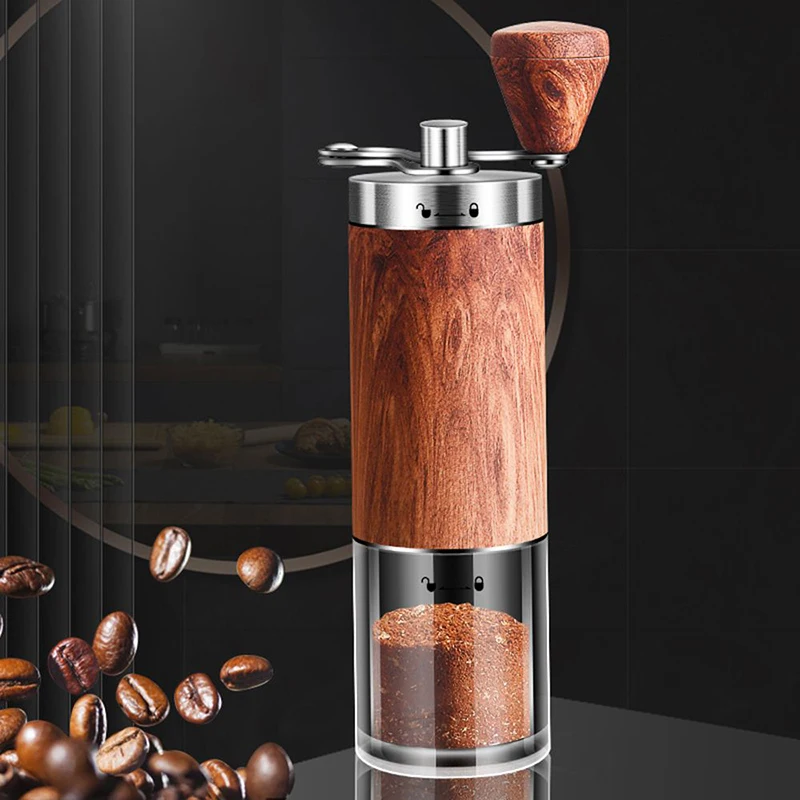 

Coffee Bean Grinder Portable Wood Grain Stainless Steel Crank Hand Hand Coffee Grinder Kitchen Tool Grinder Kitchen Bar Supplies