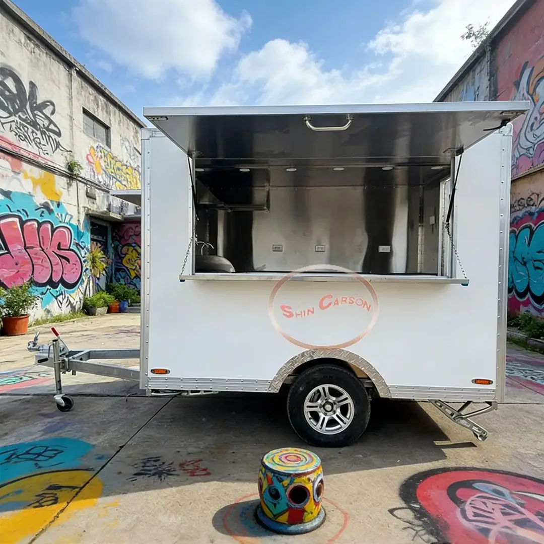 

Durable FRP Mobile Food Concession Trailer Truck with Sink Shelves Lockable Storage for Catering Business