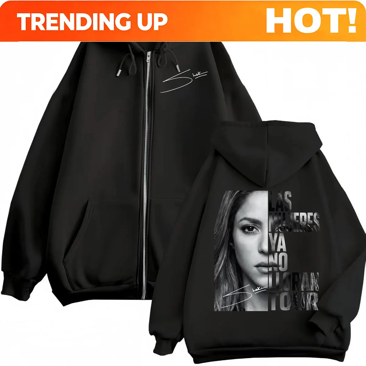 Customization Shakira Las Mujeres Ya No Lloran World Tour 2026 Zipper Hoodie Vintage Hip Hop Zip Up Pullovers Unisex Casual Fash