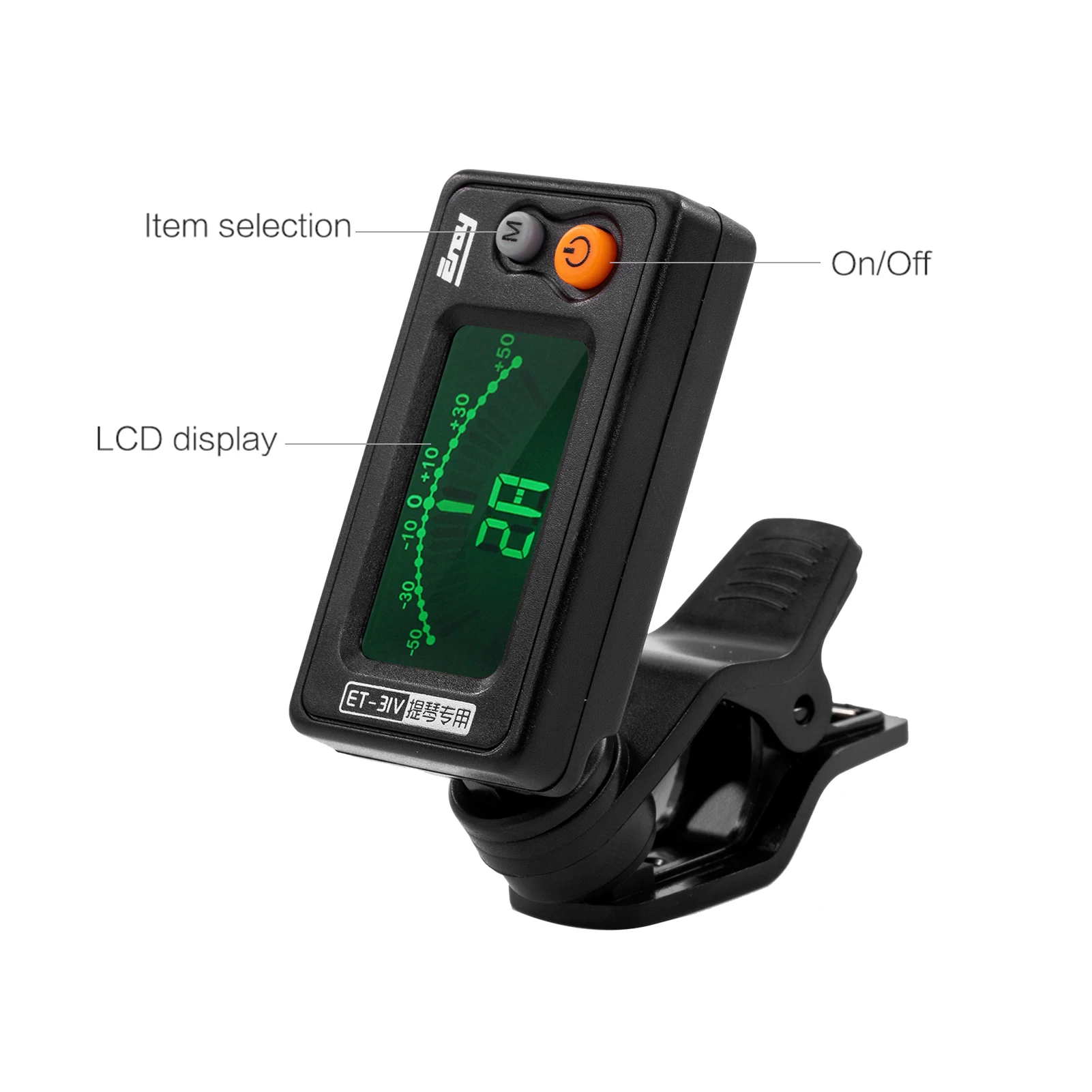 ET-31V Multi-function Clip-on Tuner Automatic Tuning Mode for Violin Viola Cello Double Bass Chromatic with LCD Display