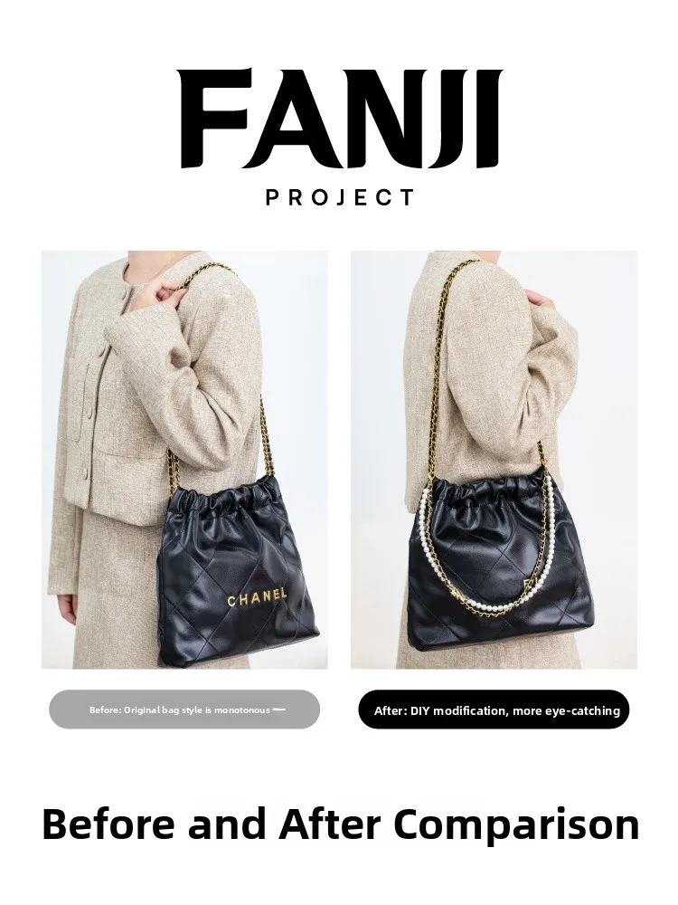 Pearl Decorated Chain Bag Strap Upgrade Accessory Small Fragrance 22 Bag Trash Bag Suitable for Bag Modification Single Purchase