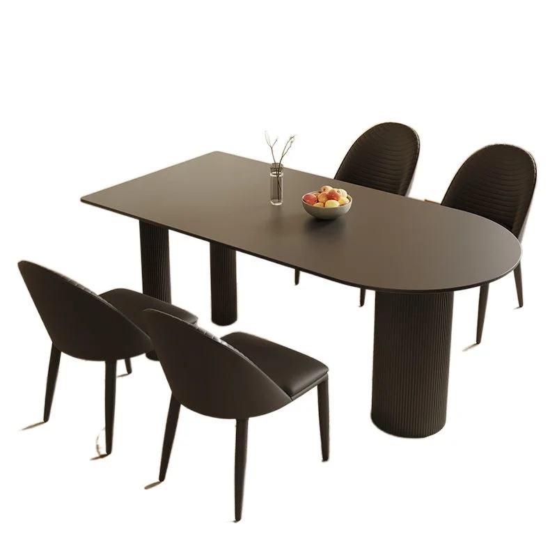 #French-style Stone Dining Table  Modern Minimalist Cream Color  Semi-circular Island