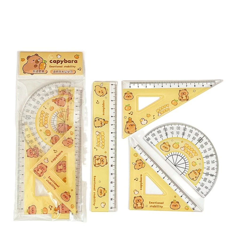 1 مجموعة الكرتون البلاستيك كابيبارا متري حاكم مثلث حاكم المنقلة البلاستيك حاكم المسطرة الكرتون القرطاسية طالب #3