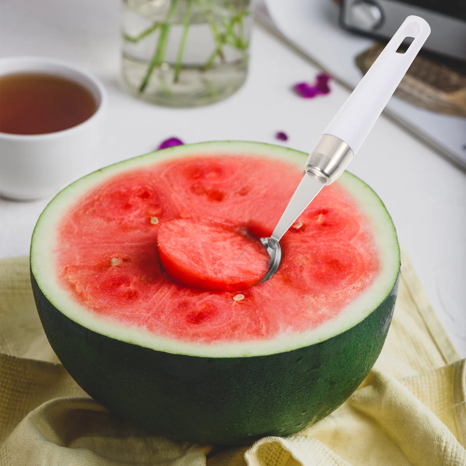 

Stainless Steel Ball Digging Spoon for Ice Corer Tool Watermelon Scoop Kitchen Gadget Eating Fruit Juicer