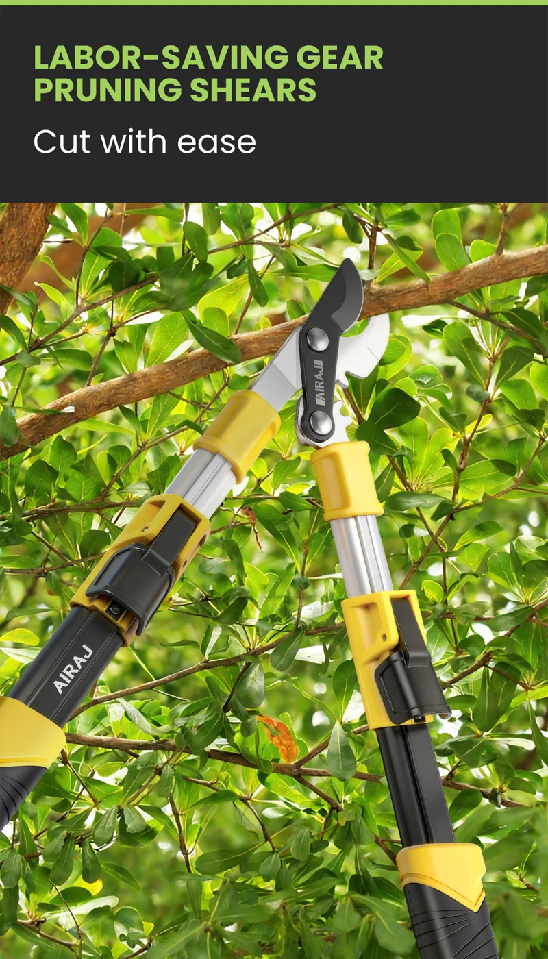 AIRAJ Ausziehbare Aluminium-Gartenschere, Große Öffnung mit Gezahnten Klingen, Effiziente Gartenschere für Äste - SK5-Klinge – Detail 1