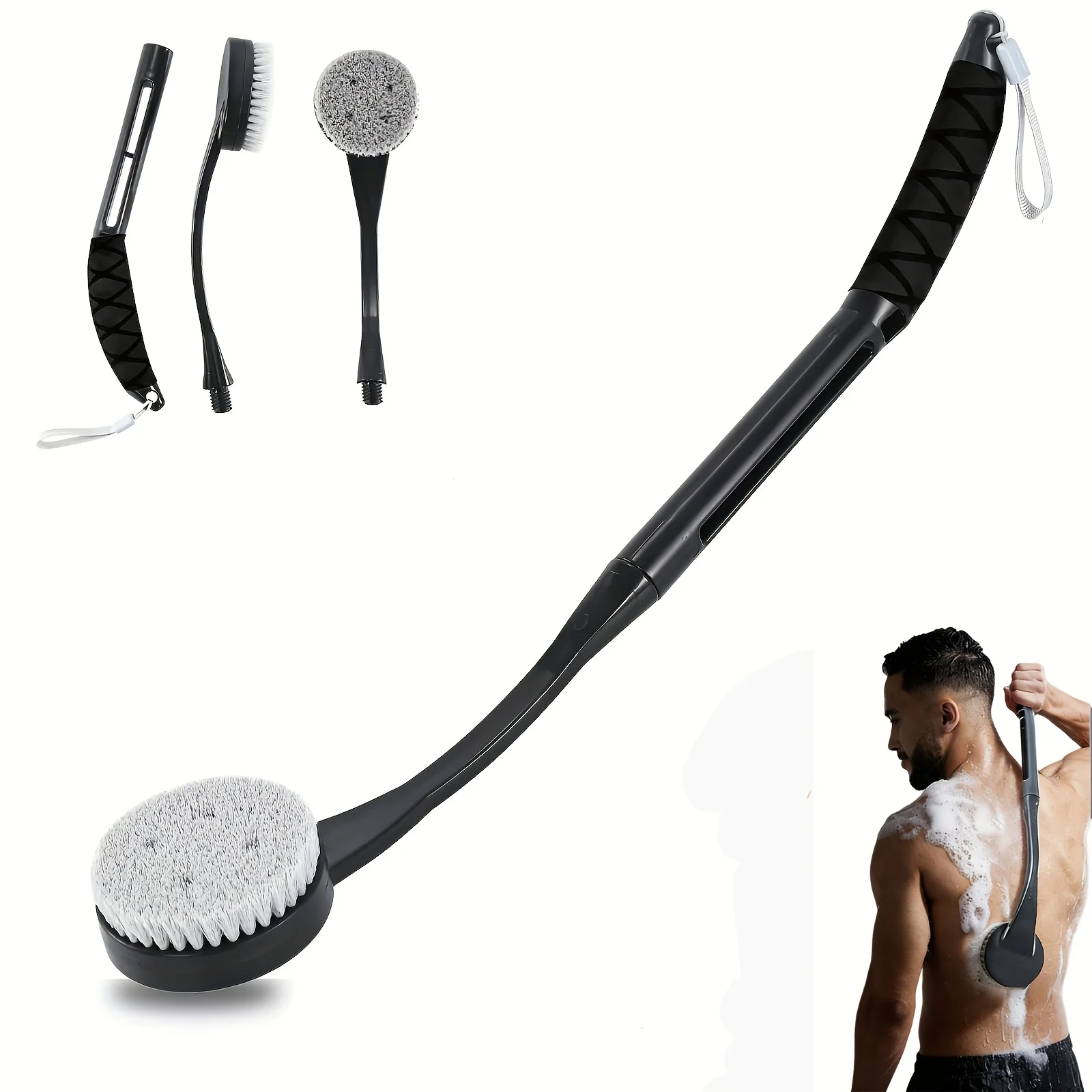 

Shower Back Scrubber – 20.5' Removable Long Handle Bath Brush Featuring Gentle Bristles, Perfect for