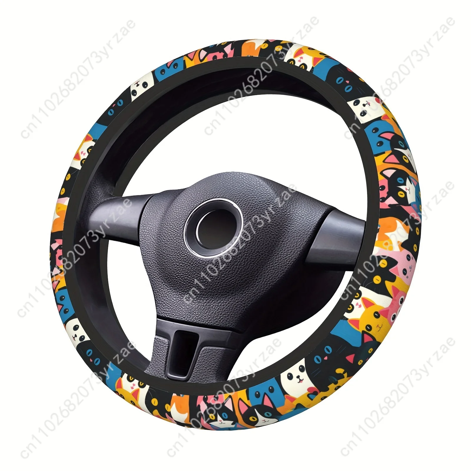 

Group of Cute Kittens Car Steering Wheels Cover Universal Type Environmental Friendly Comfortablenon-slip Steering Wheel Wrap