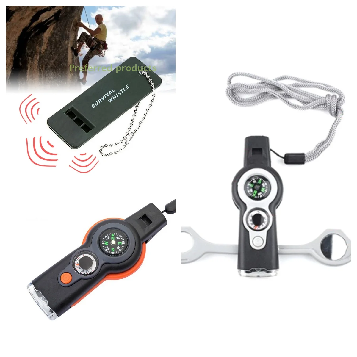 3-Frequency Whistle High Decibel Survival Whistle Keychain Rugby Referee Camping Hiking Emergency Survival Whistle Outdoor Tools