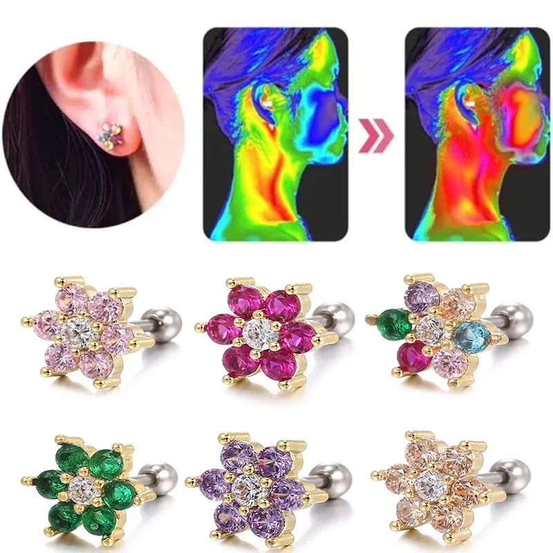 Ions Rejuvenating Tourmaline Infrared Lymphvity Earrings Halolux Germanium Natural Tourmaline Flowers Earring for Weight Loss