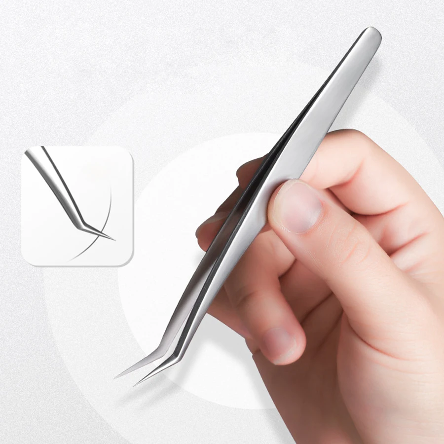 1/3 個まつげピンセットまつげエクステンション用高精度ステンレス鋼ストレート先端ピンセット湾曲した先端ピンセット女性のための