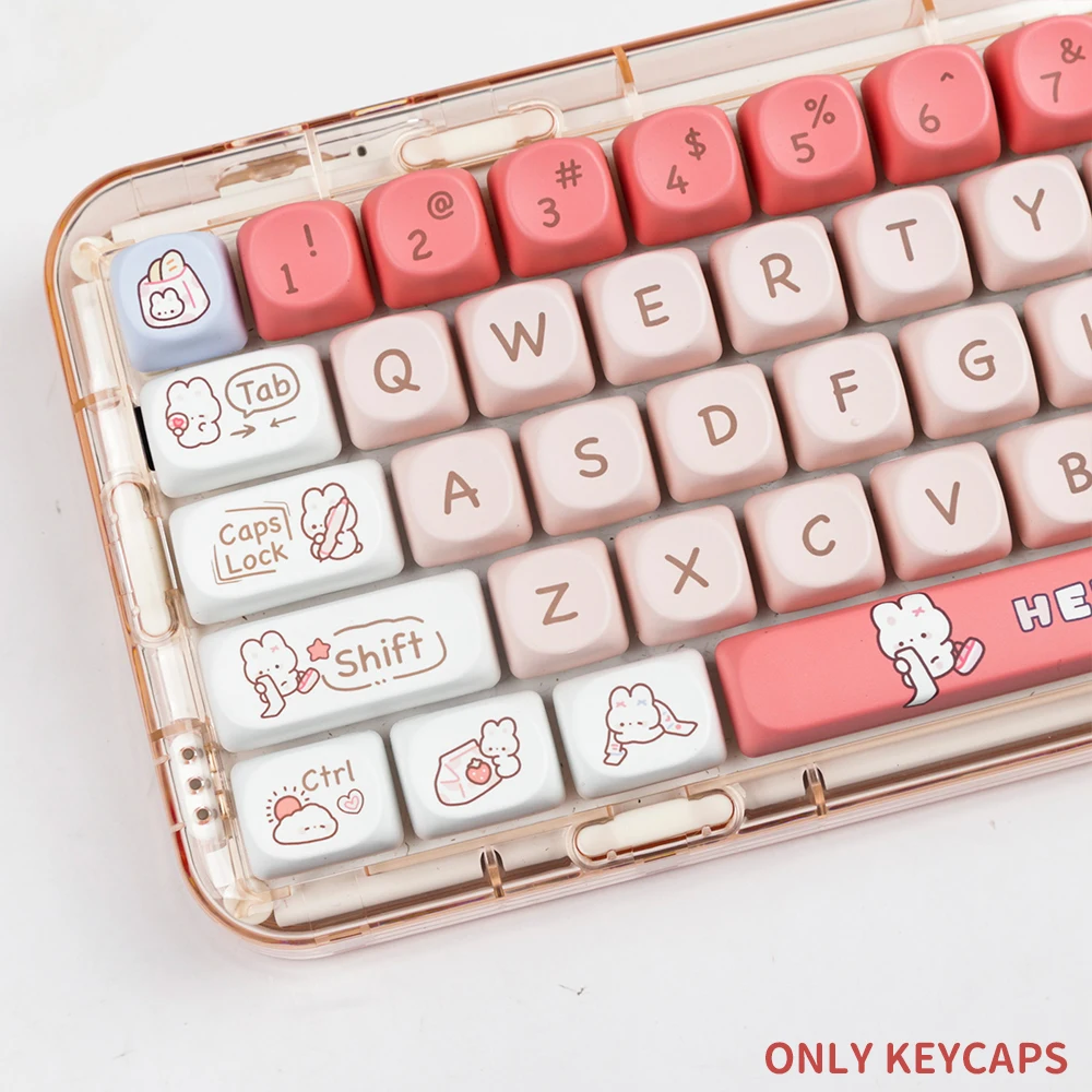 

143 Keys Cute Cartoon Rabbit Theme PBT Keycaps SOA Profile Dye-Sublimation Mechanical Keyboard Key Caps Computer Accessories