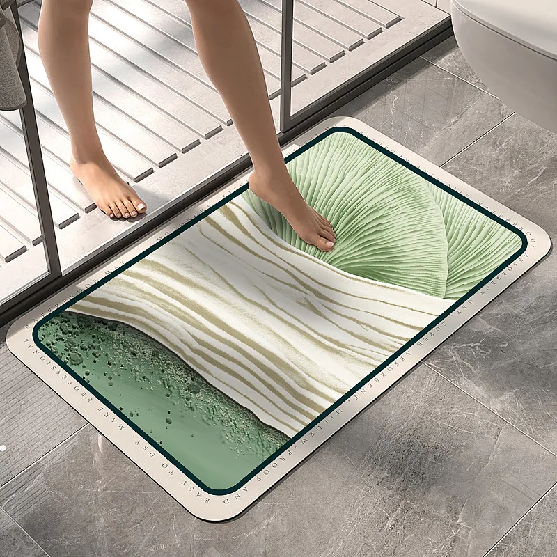 Diatom mud abstract art feeling into the living room Bathroom mat Absorbent leather non slip wash free technology mat