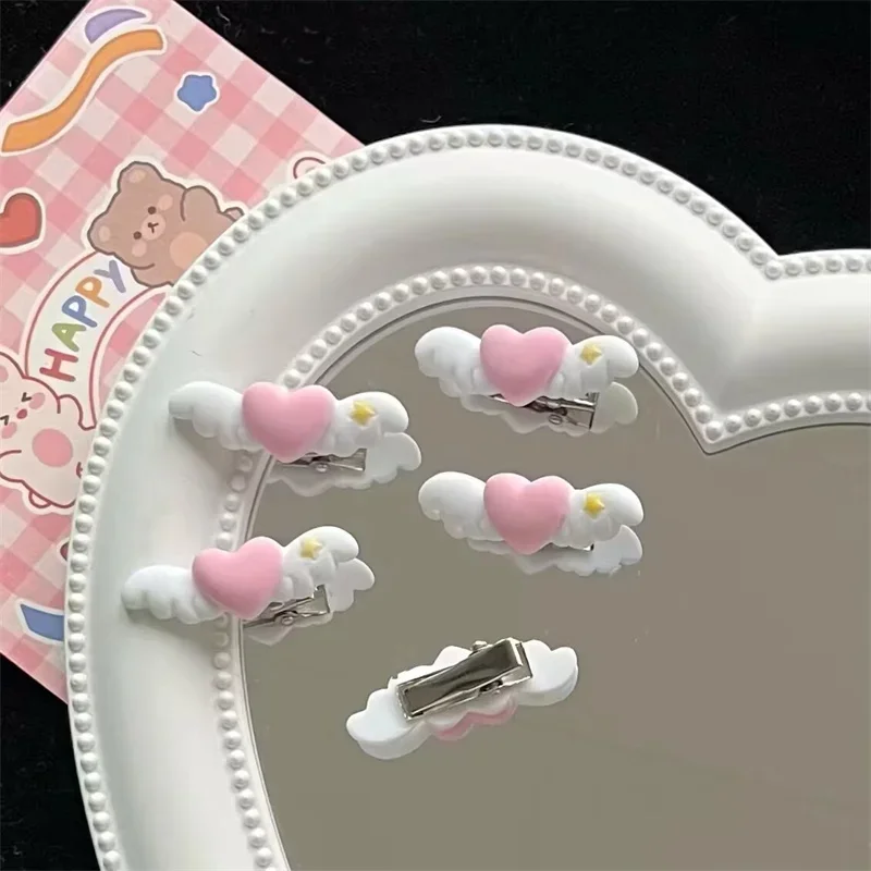 Cute Pet Heart Wings Hairpins Pet Dog Hair Clips Puppy Cat Yorkie Teddy Pet Decor Barrette Hair Accessories for Small Dogs