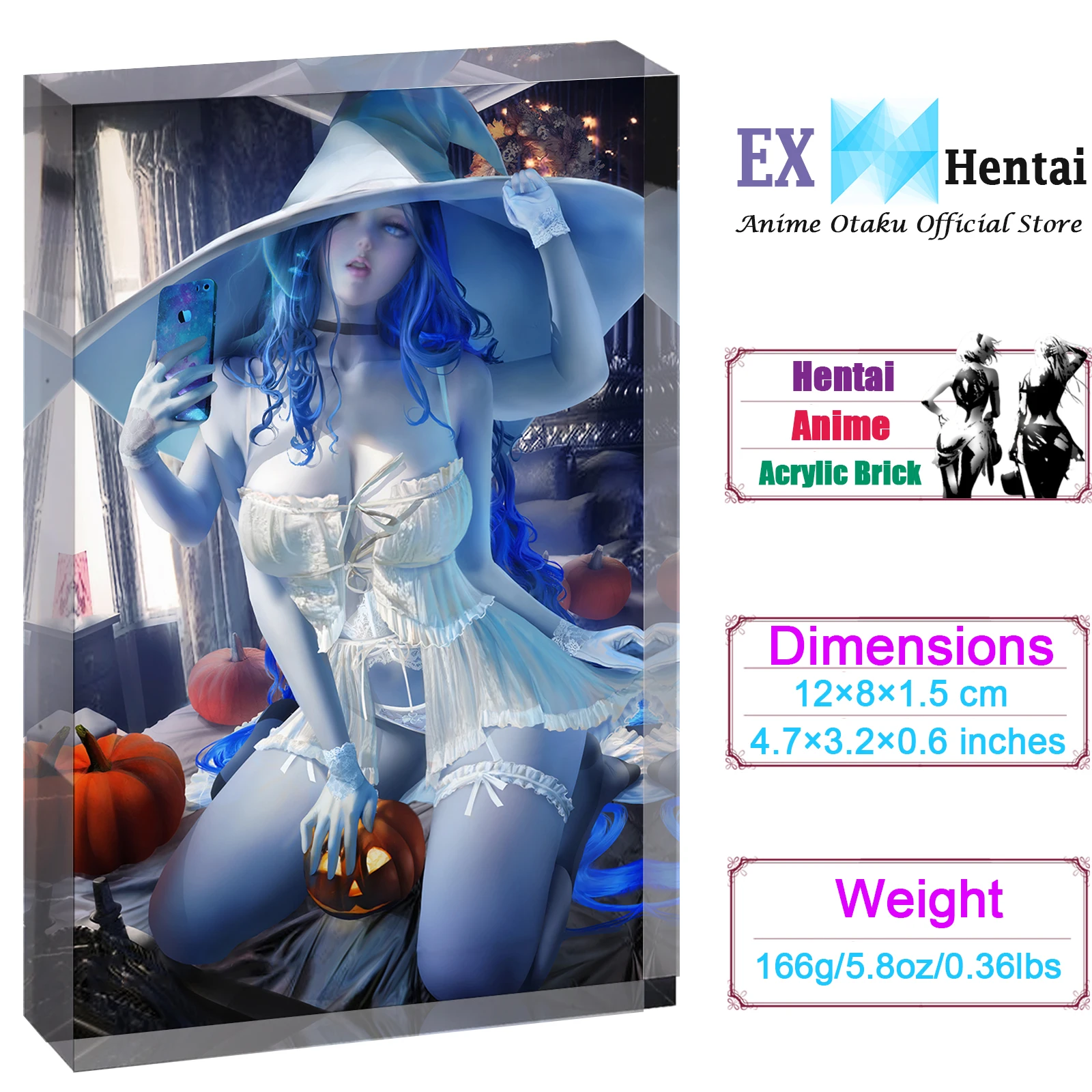 

Snow Witch Waifu Acrylic Block, Anime Merch Figurine, Freestanding Statue, Gamer Room Decor, Collectible Desk Art Gift