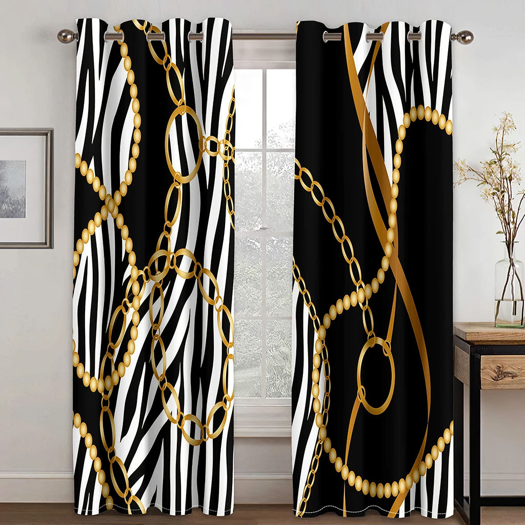 Customize Luxury Brands Design Baroque Gold Lion 2 Pieces Thin Window Curtains for Living Room Bedroom Drape Decor