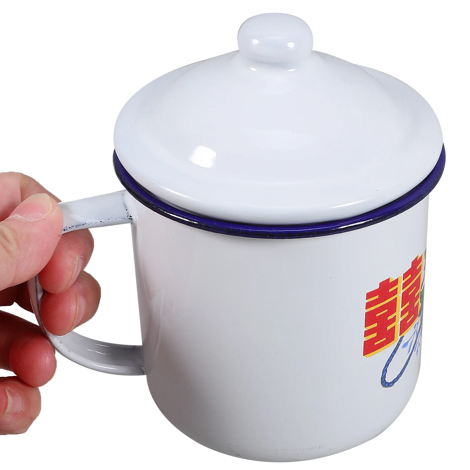 

2Pcs Vintage Enamel Teacup Retro Coffee Mug Thickened Milk Cup for Home Party Travel Use Household Drinkware Household Teacup