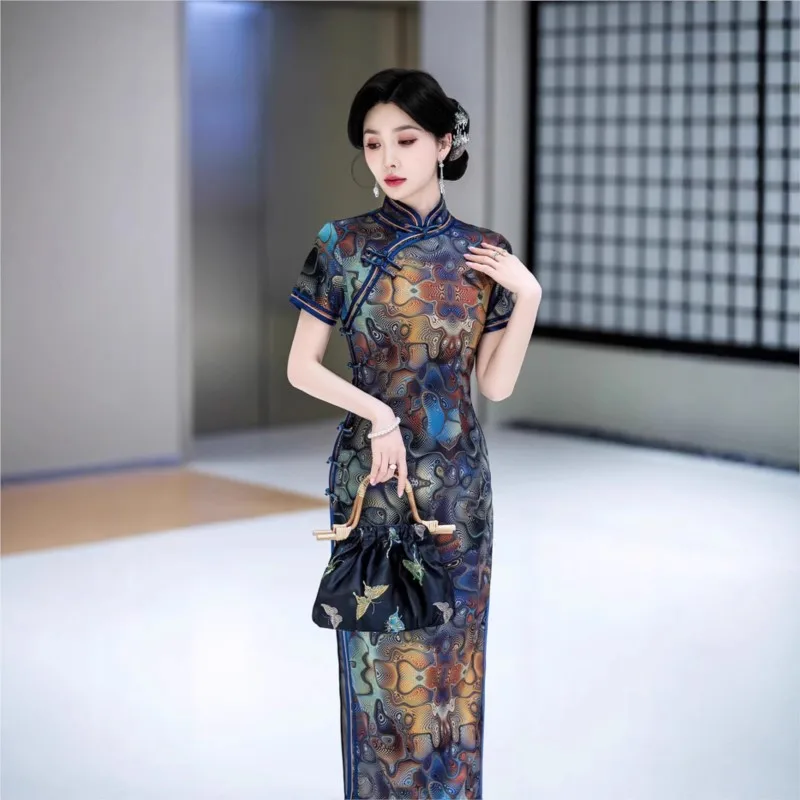 New cheongsam Chinese style elegant temperament long performance dress