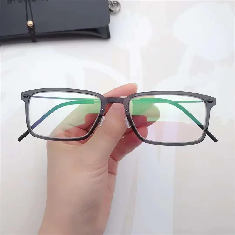 إطارات نظارات مربعة خفيفة الوزن للرجال نظارات الدنمارك 6528 مصمم بدون براغي ماركة قصر النظر وصفة طبية من التيتانيوم البصري