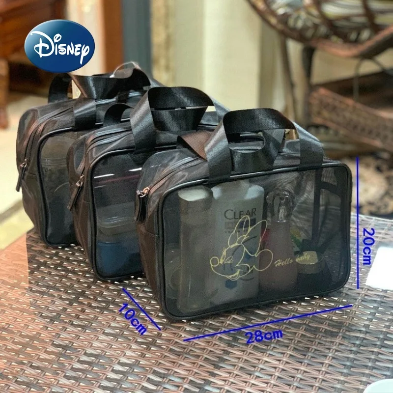 Disney Mickey New Cosmetic Bag Mesh Transparent Women\'s Portable Cosmetic Bag Fashion Beach Bag Large Capacity High Quality