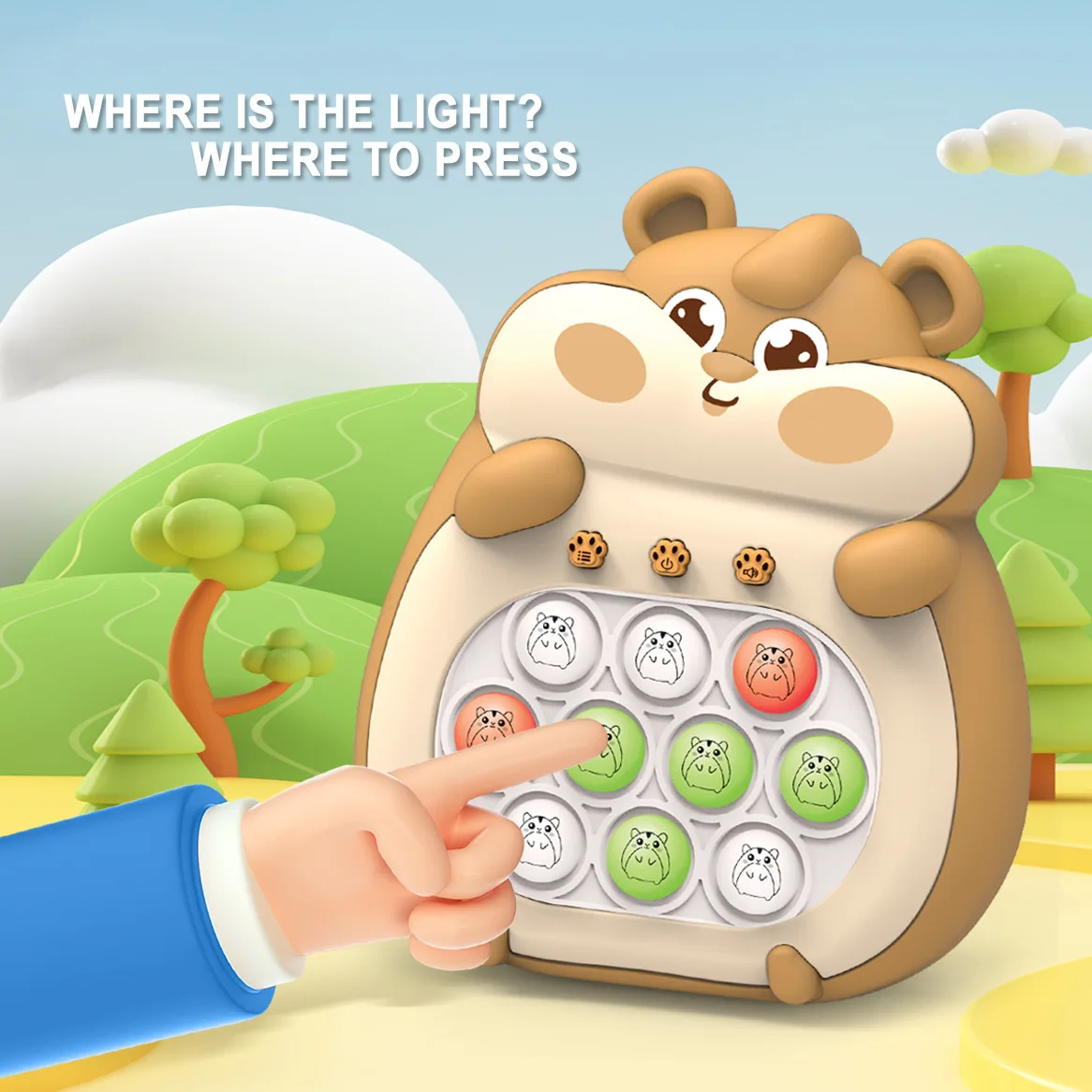 Press Play Game Console Children Toys Whack-a-mole Electronic Handheld Game Console Quick-push Puzzle Toys Boys Girl Kids Gifts