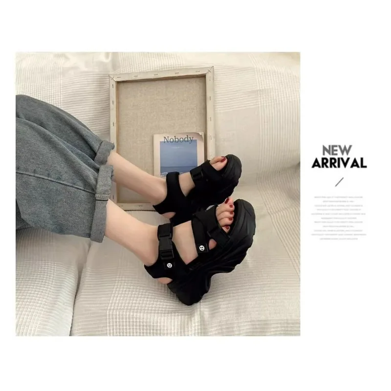 Outdoor Versatile Wave Platform Sandals For Women Webbing Buckle Open Toe Summer Beach Elevator Footwear