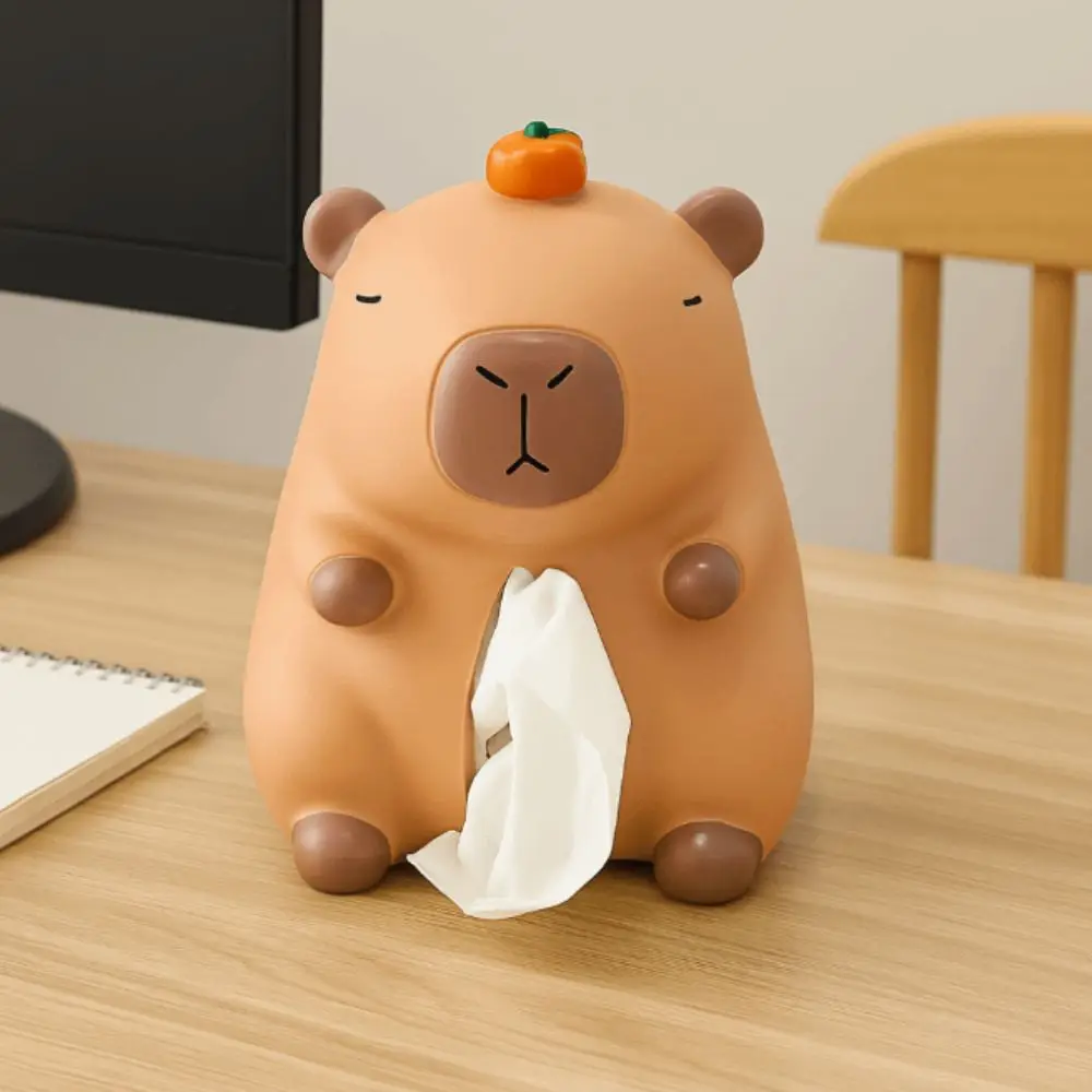 Figure Model Capybara Tissue Box Doll Toy Decorative Tissue Box Ornament Cartoon Anime Capybara Napkin Holder Home Decoration