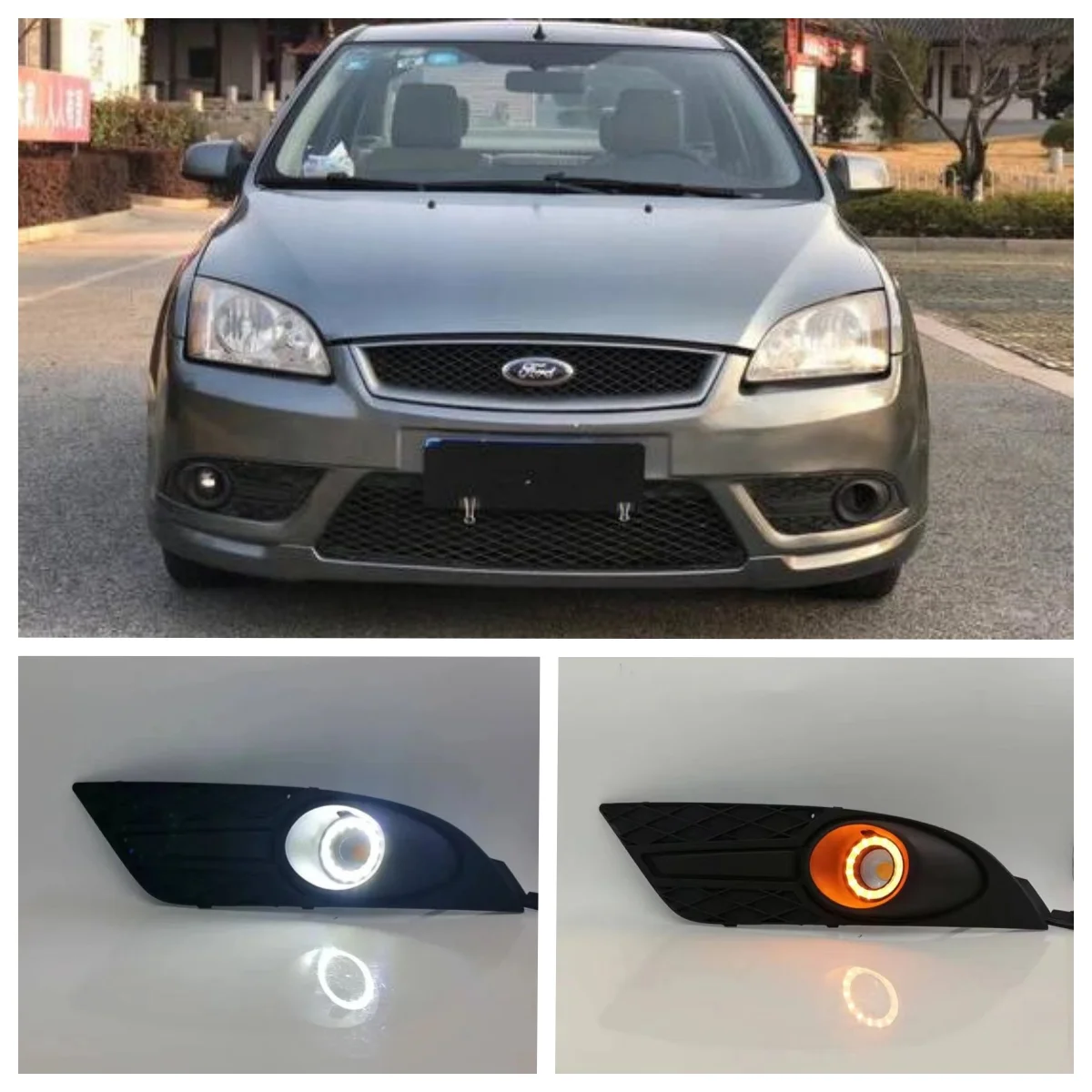 

LED Fog Lights Assembly For Ford Focus 2007 2008 2009 Dual Color Angel Eye Daytime Running Lights Fog Lamp Accessories Kits