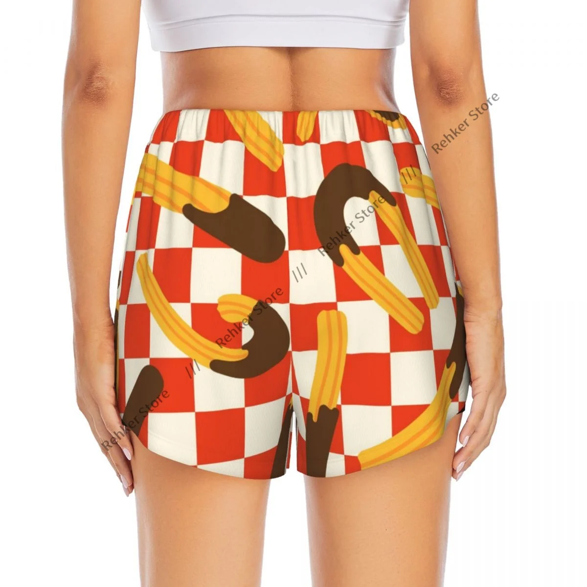 Workout Shorts Women Fitness Quick Drying Double Layer Shorts Churros With Chocolate Athletic Yoga Short Pants Gym Leggings