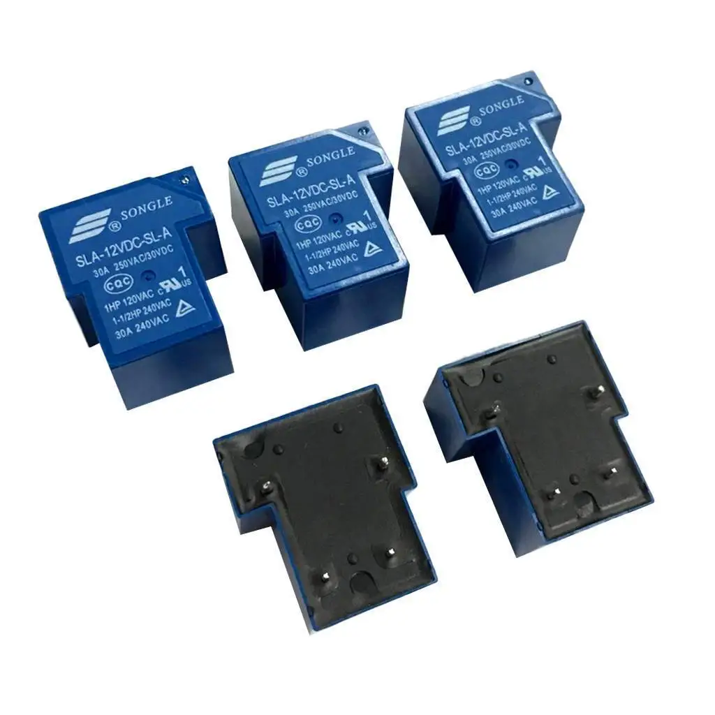 Power Relay Module SLA-12VDC SL-A Advanced Manufacturing 5 Piece Set Blue Plastic Voltage Relay for Automation Projects