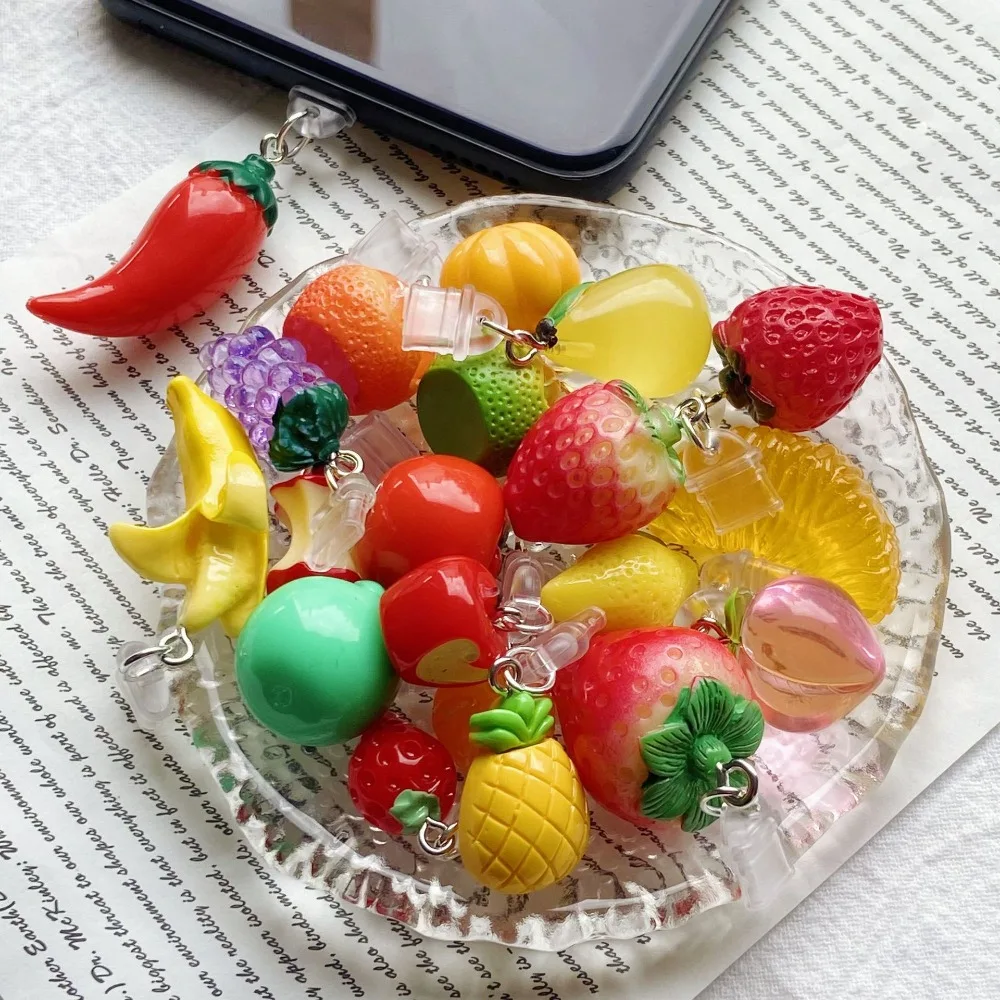 3D شكل الفاكهة جميلة لطيف الفواكه الهاتف المحمول الغبار المكونات الملحقات الأزياء زينة آيفون سامسونج نوع C
