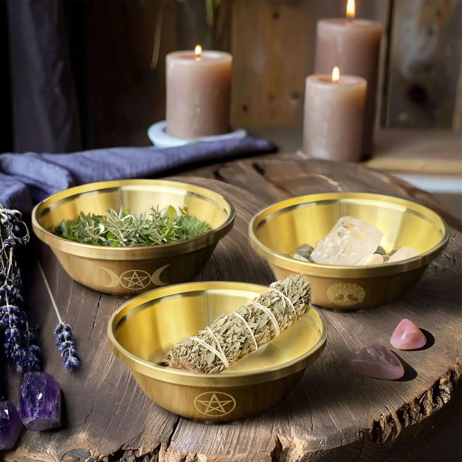 Offering Bowl Pentagram Dish Home Decor Pentacle Meditation Serving Bowl For Altar Meditation Yoga Studio Ceremony Mindfulness